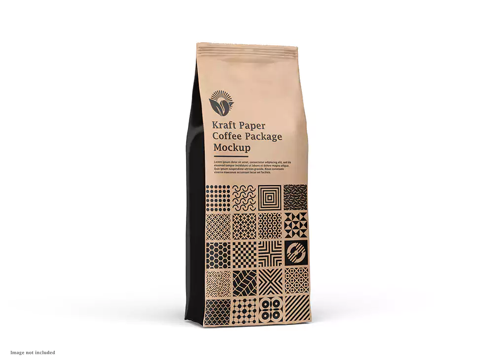 موکاپ پاکت قهوه Kraft paper coffee bag packaging mockup - 2