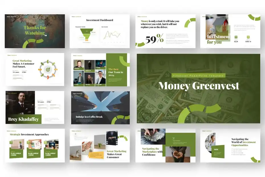 قالب پاورپوینت مالی Money Greenvest - 3