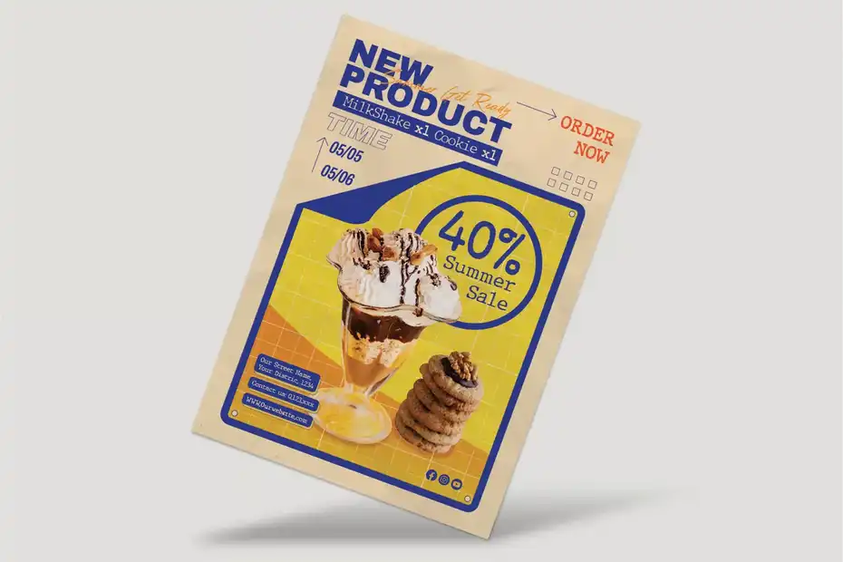 طرح لایه باز تراکت بستنی فروشی New Product Sale Flyer - 1