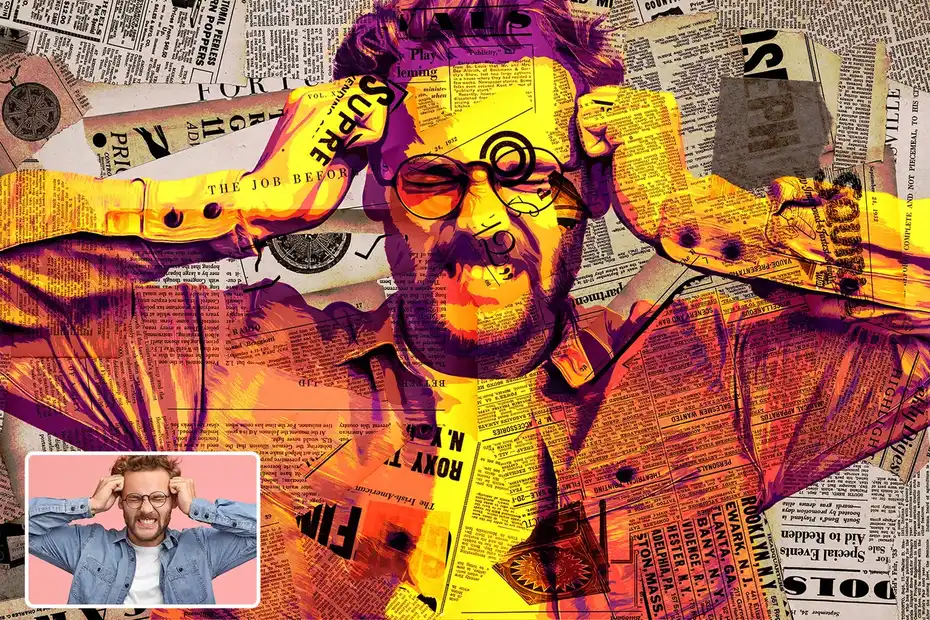 دانلود اکشن فتوشاپ تبدیل عکس به طرح کلاژ کاغذی Paper Mache Collage Photo Effect - 2 اکشن فتوشاپ تبدیل عکس به طرح کلاژ کاغذی - 1