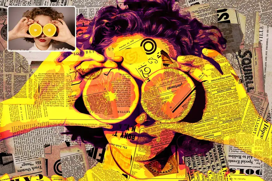 دانلود اکشن فتوشاپ تبدیل عکس به طرح کلاژ کاغذی Paper Mache Collage Photo Effect - 4 اکشن فتوشاپ تبدیل عکس به طرح کلاژ کاغذی - 3