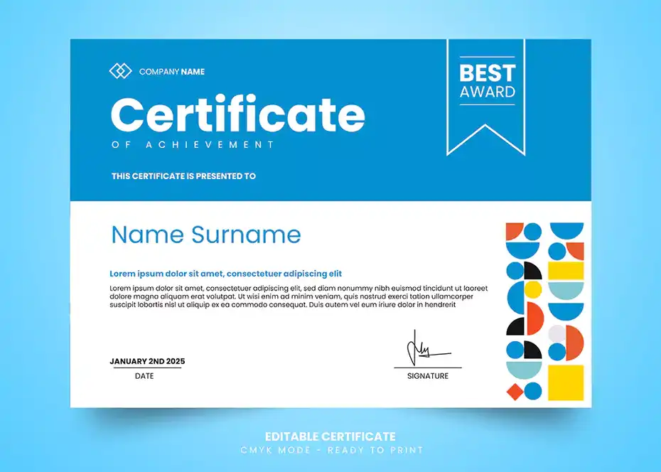 دانلود طرح لایه باز لوح تقدیر حرفه ای Professional certificate design template - 2 طرح لایه باز لوح تقدیر حرفه ای - 1