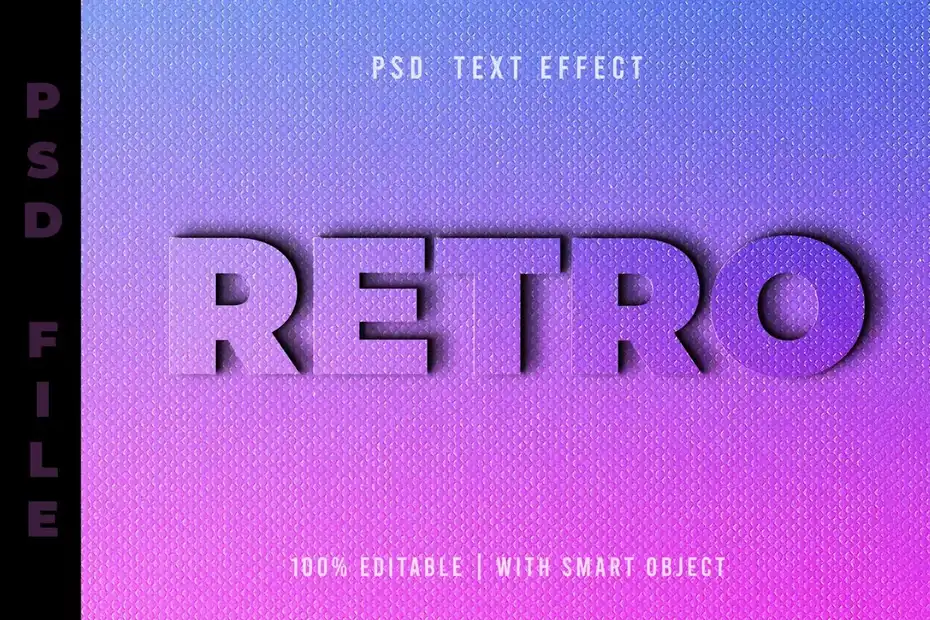 افکت متن رترو Psd Text Effect - Retro Style - 1