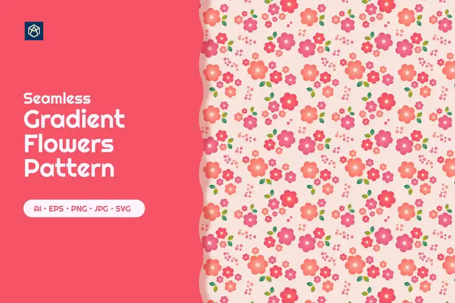 پترن گل Seamless Gradient Flowers Pattern 005 - 1