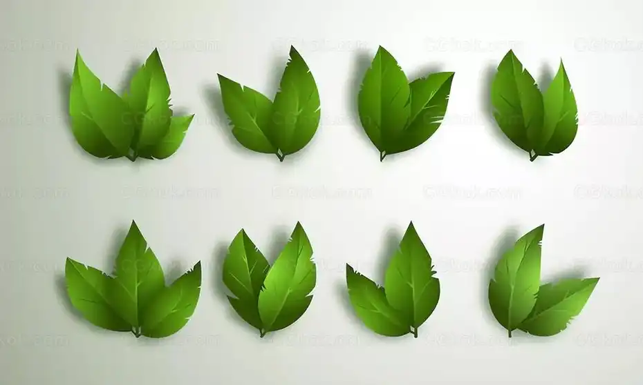 وکتور برگ سبز سه بعدی - 1