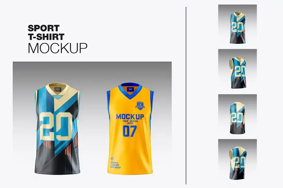 دانلود موکاپ لباس ورزشی Set Sleeveless Racer Jersey Mockup - 2 موکاپ لباس ورزشی - 1