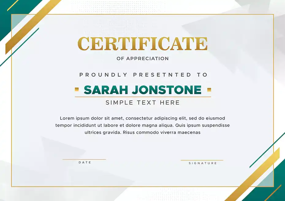 طرح لایه باز لوح تقدیر Simple and modern certificate - 1