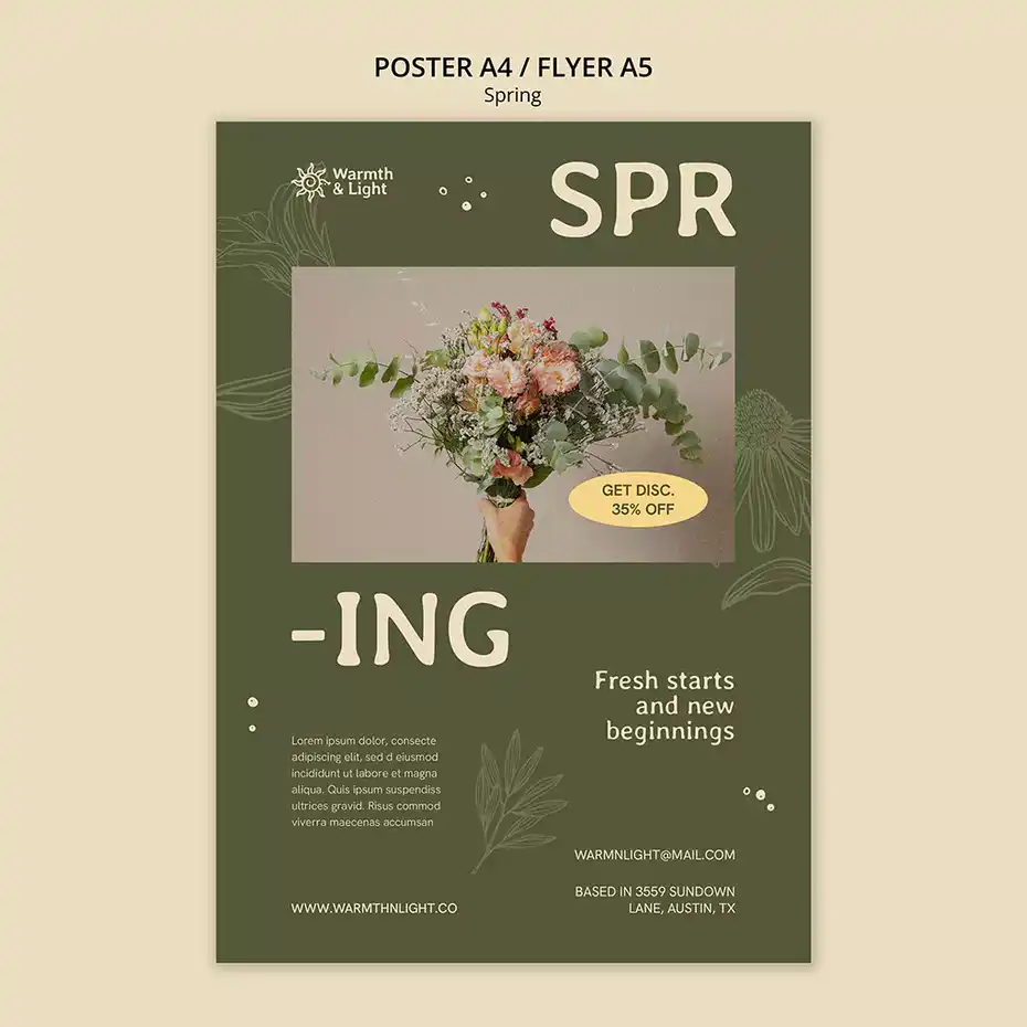 طرح لایه باز تراکت گل فروشی 8 - 1