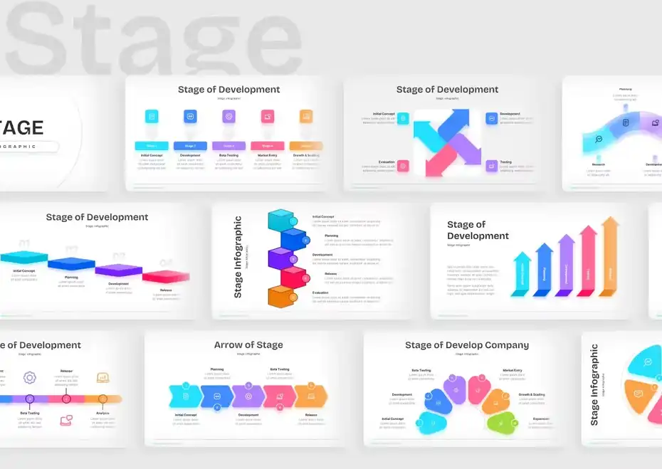 قالب پاورپوینت اینفوگرافی Stages Infographic PowerPoint - 3