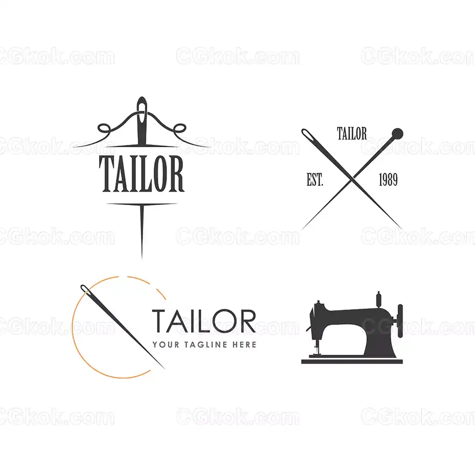 دانلود 4 وکتور لوگو خیاطی و مزون - لوگو خیاطی - سیجی کوک