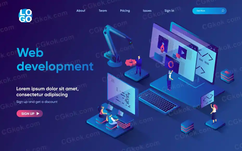 وکتور لندینگ پیج توسعه وب سایت - 1