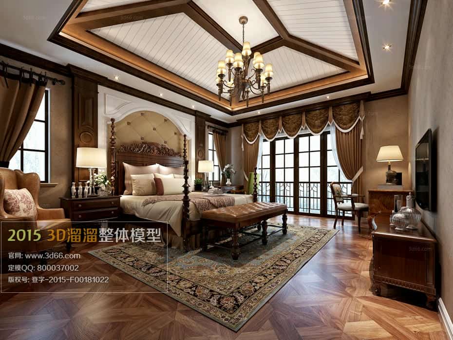 مدل سه بعدی اتاق خواب آمریکایی - 5