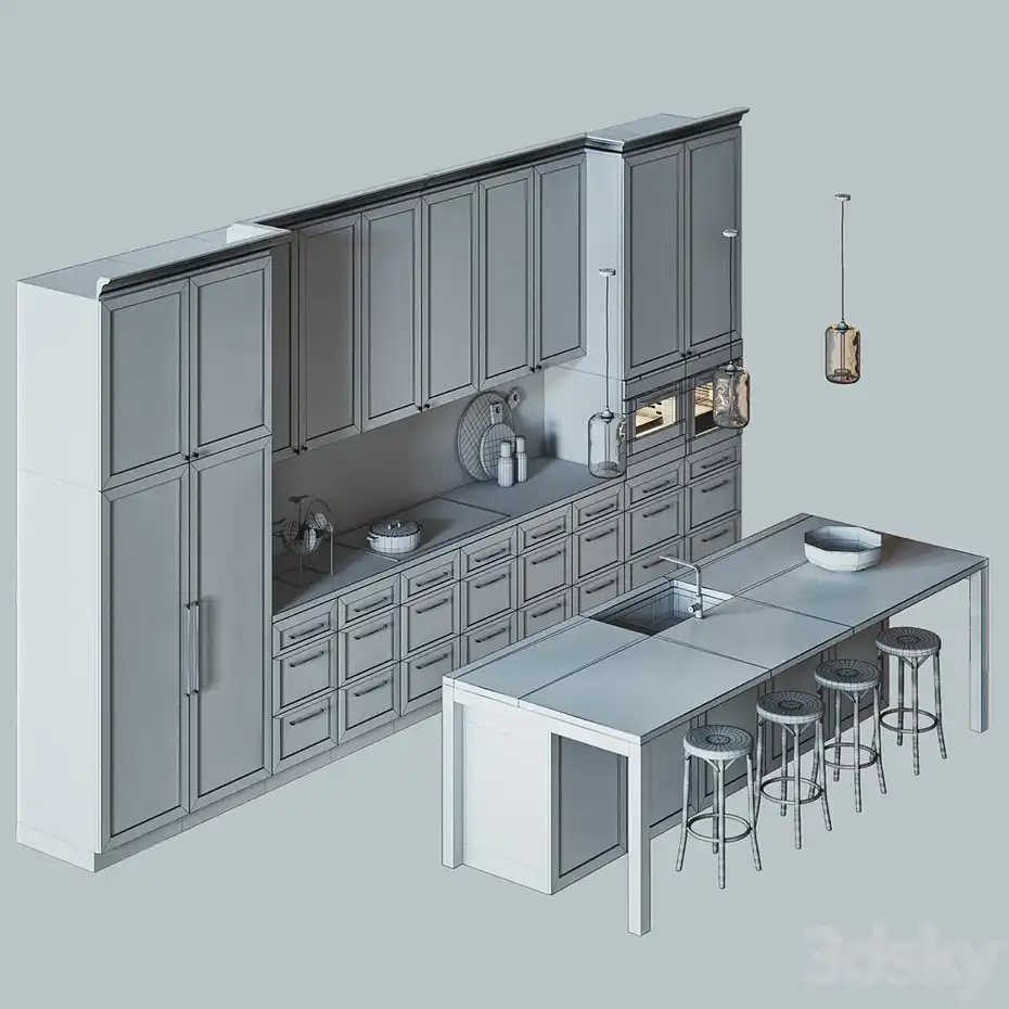 مدل سه بعدی کابینت کلاسیک 2 - 5