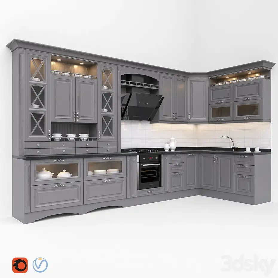 مدل سه بعدی کابینت کلاسیک 8 - 1