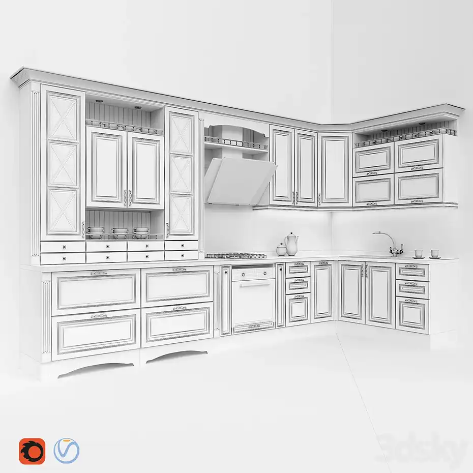 مدل سه بعدی کابینت کلاسیک 8 - 5