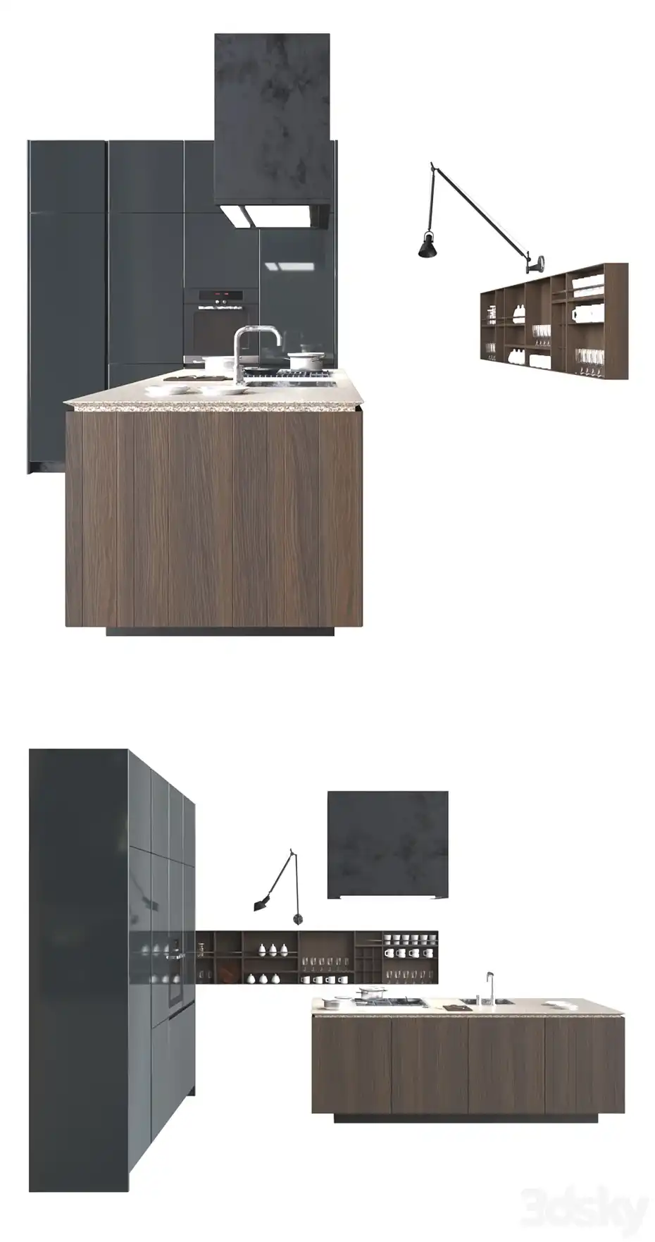 مدل سه بعدی کابینت مدرن 16 - 3