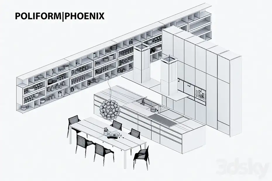 مدل سه بعدی کابینت مدرن 30 - 5