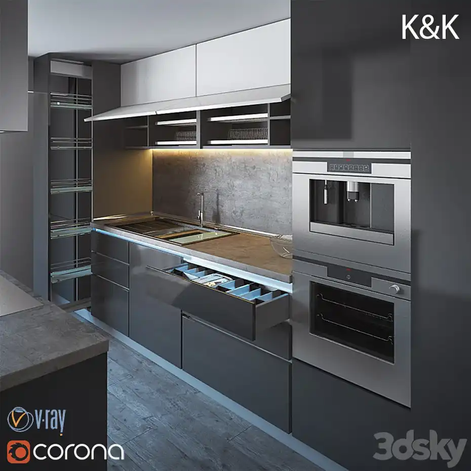 مدل سه بعدی کابینت مدرن 46 - 3