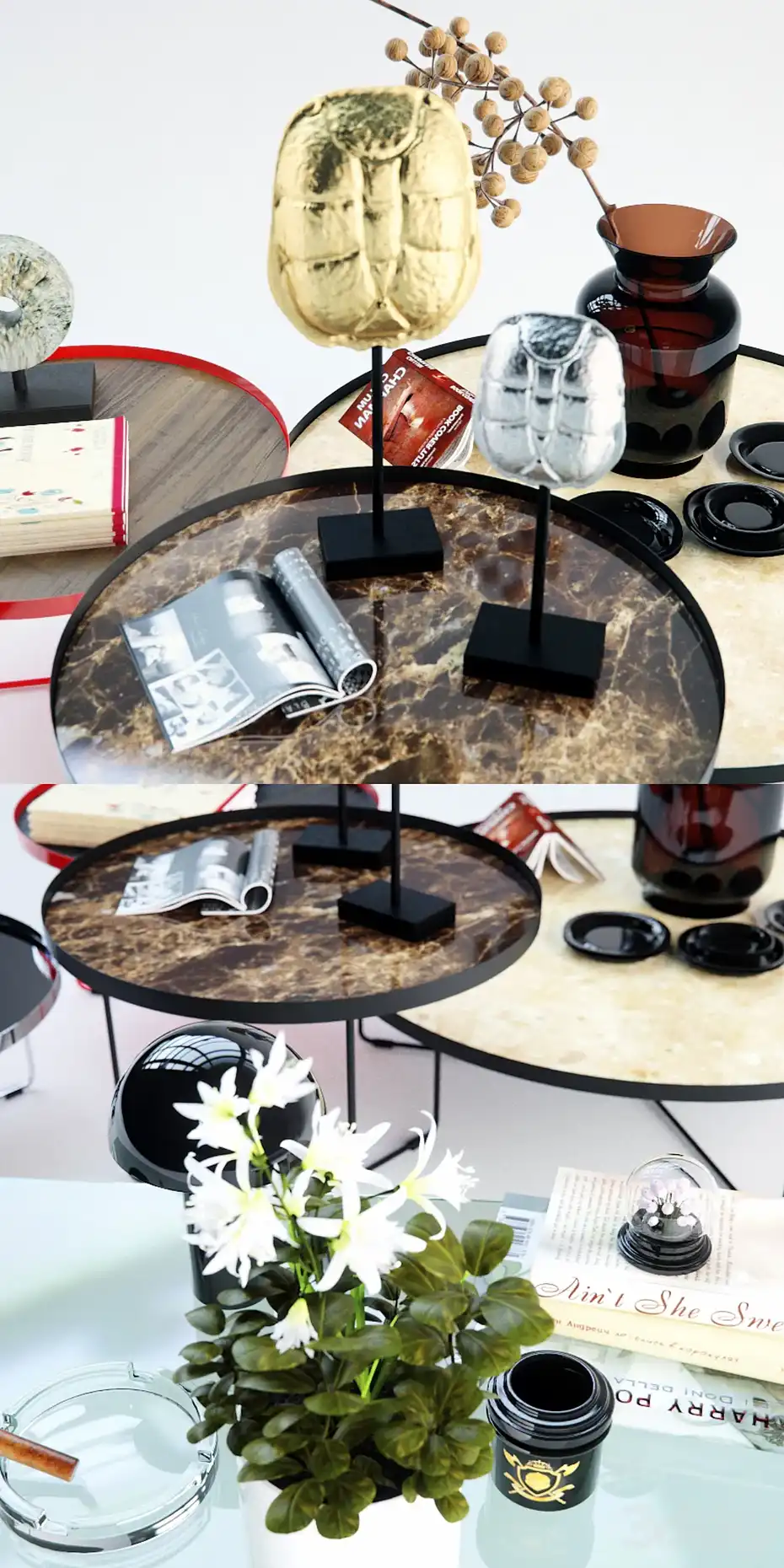 مدل سه بعدی ست میز قهوه خوری مدرن - 3