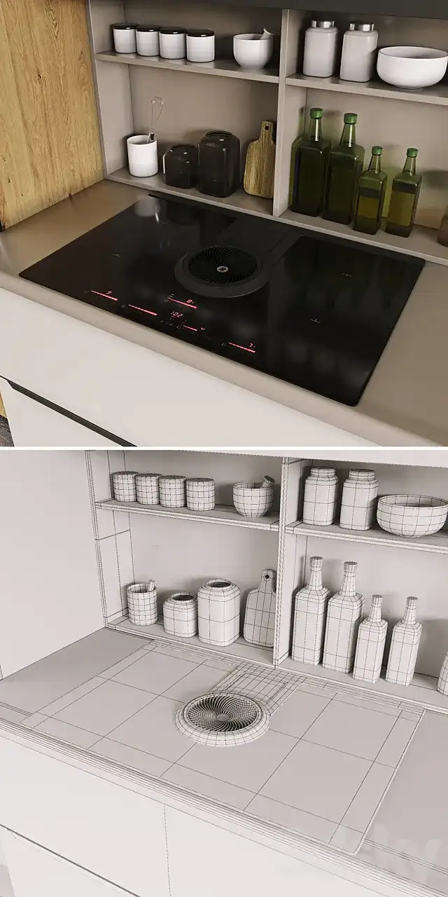 مدل سه بعدی کابینت مدرن 60 - 3