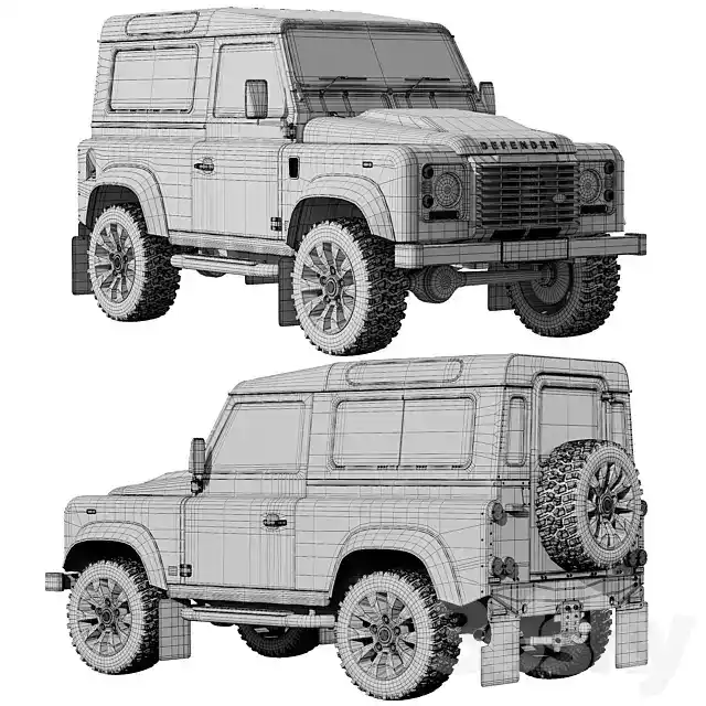 مدل سه بعدی ماشین Land Rover Defender Works V8 - 9