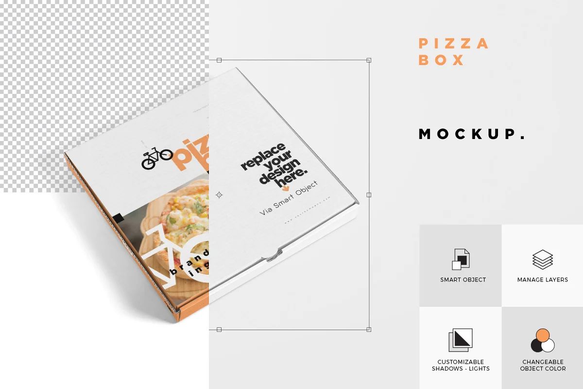 موکاپ جعبه پیتزا 5 Pizza Box Mockups - 7