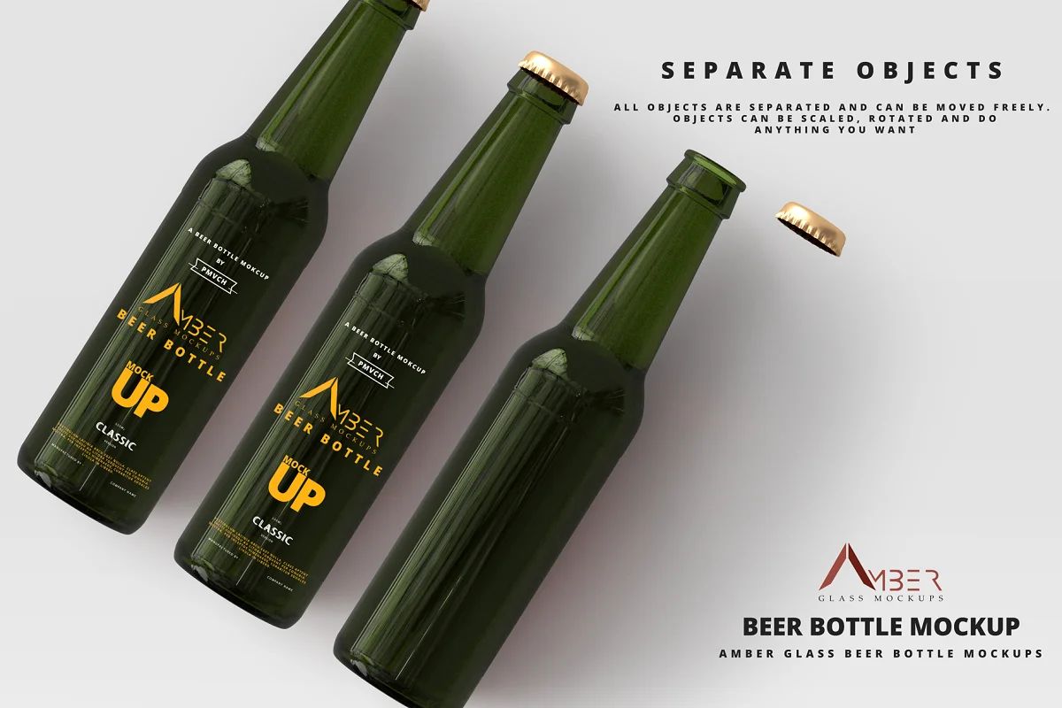 موکاپ بطری نوشیدنی Amber Glass - 8