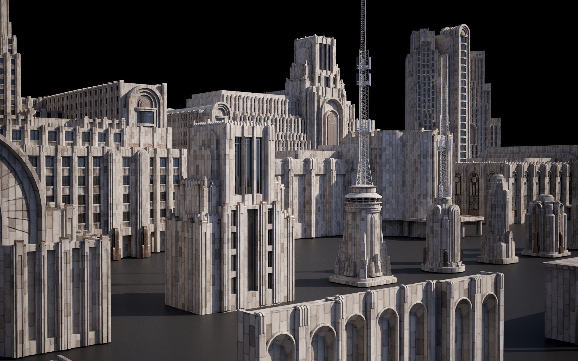 مدل سه بعدی ساختمان آرت دکو