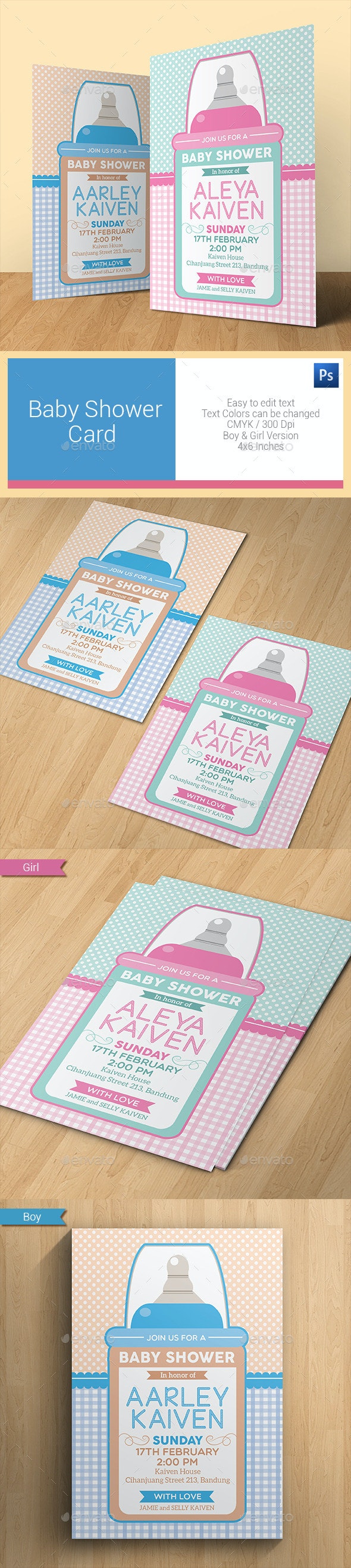 فایل لایه باز کارت دعوت Baby Shower Card