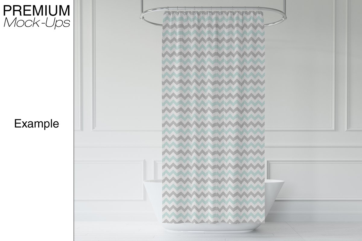 موکاپ پرده حمام Bath Curtain Mockup Pack - 5