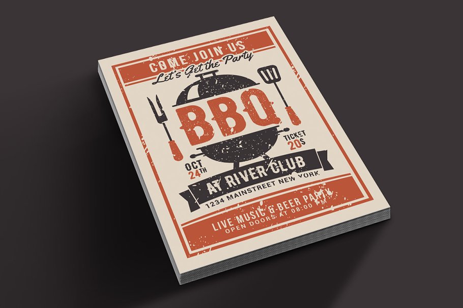 فایل لایه باز تراکت BBQ Party Flyer