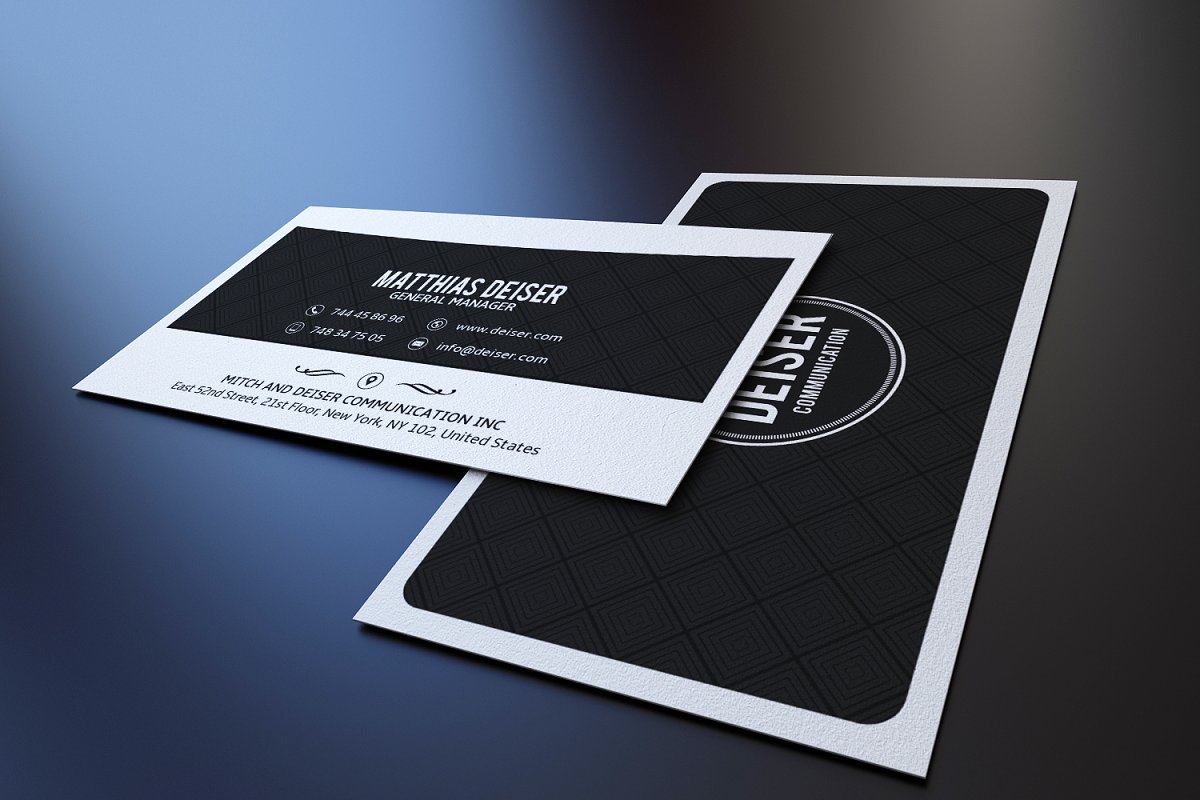 فایل لایه باز کارت ویزیت Black And White Business Card