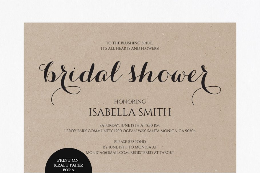 فایل لایه باز کارت دعوت عروسی Bridal Shower Invitation