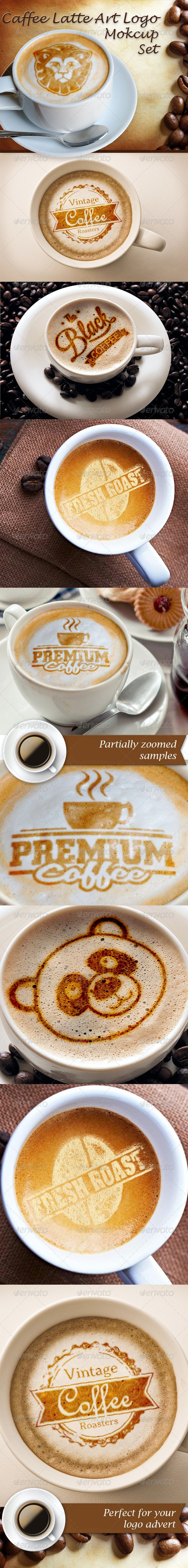 موکاپ لوگو Caffee Latte Art Logo Mockup Set