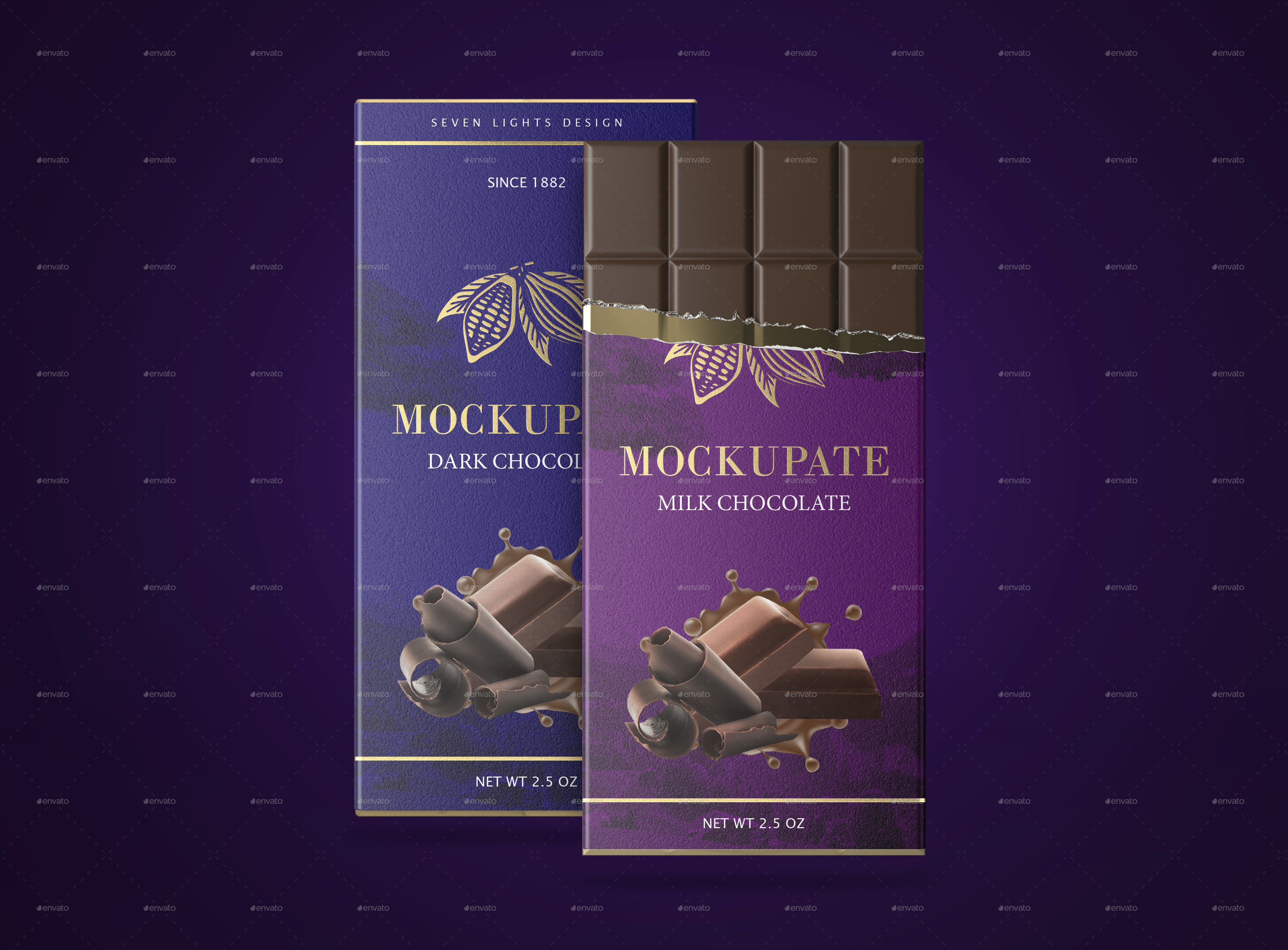 موکاپ بسته بندی شکلات Chocolate Bar Packaging Mockup