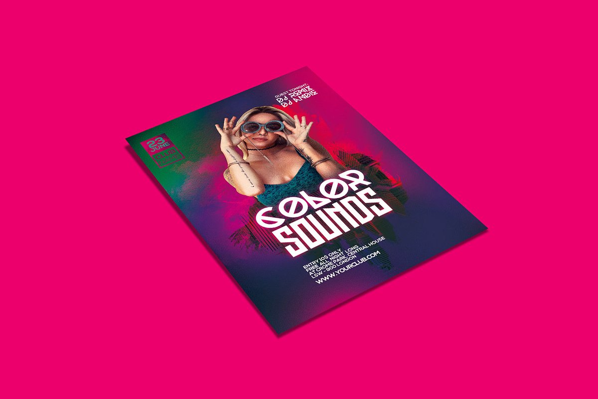 فایل لایه باز پوستر Color Sounds Party Flyer - 4