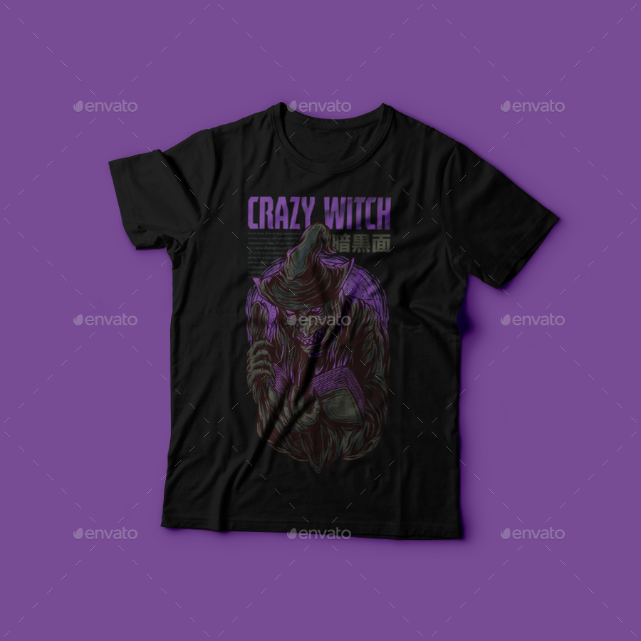 وکتور تیشرت Crazy Witch T-Shirt Design - 3