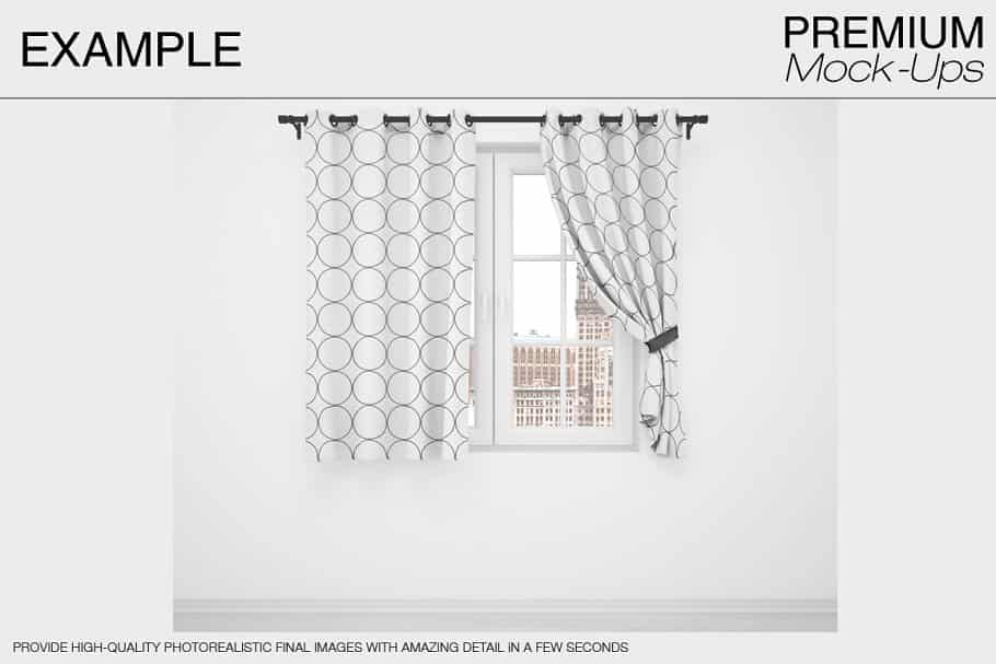 دانلود موکاپ ست پرده و بالشت Curtains & Pillows Set - 3 موکاپ ست پرده و بالشت