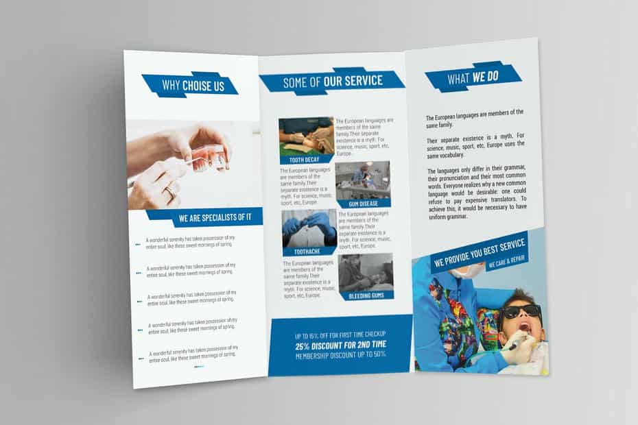 دانلود وکتور بروشور کلینیک دندانپزشکی Dental Clinic Trifold Template - 2 وکتور بروشور کلینیک دندانپزشکی
