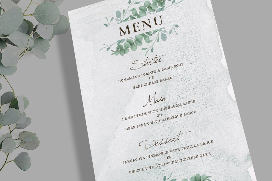 فایل لایه باز کارت دعوت عروسی Eucalyptus Wedding Invitation Suite - 8