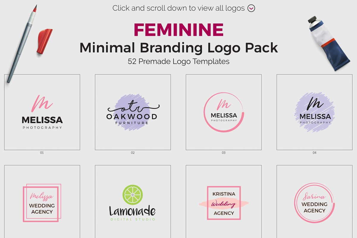 فایل لایه باز لوگو Feminine Branding Logo Bundle - 10