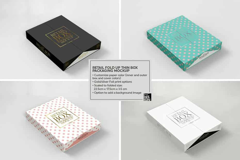 موکاپ جعبه Fold Up Retail Thin Box Mockup