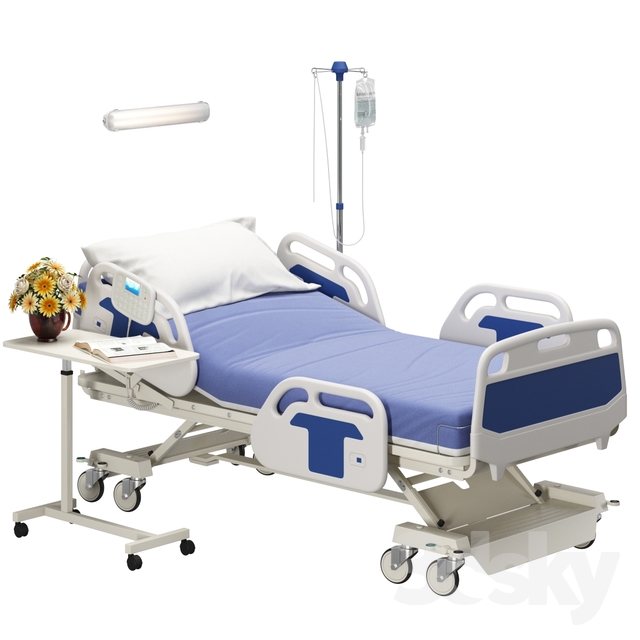 مدل سه بعدی تخت بیمارستان