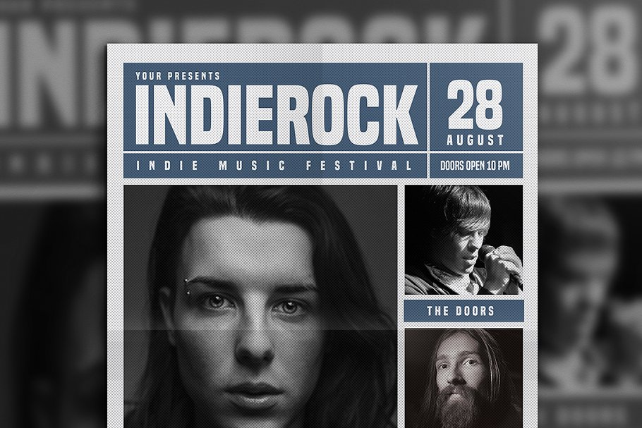 فایل لایه باز تراکت Indie Rock Newspaper Style Flyer - 4