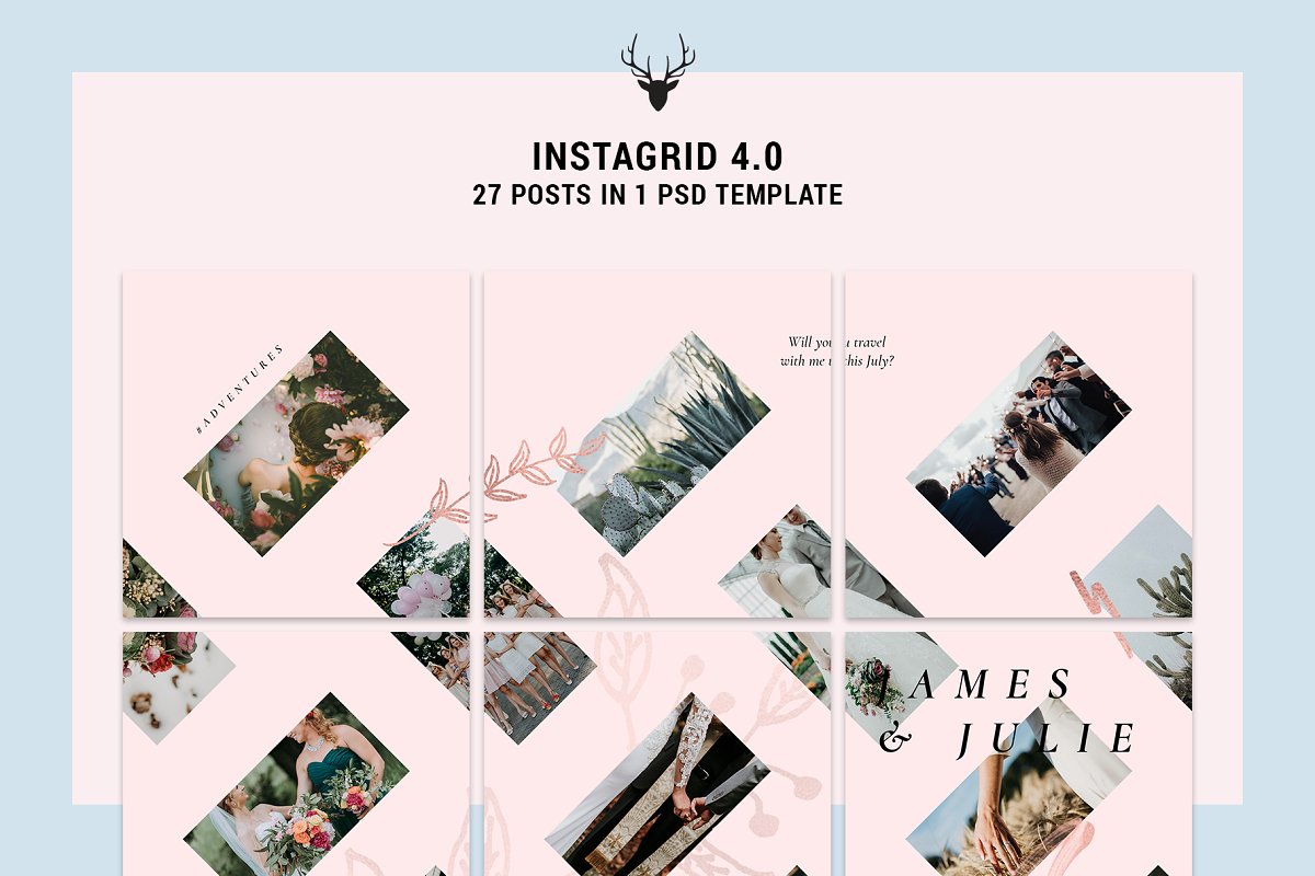 فایل لایه باز پست پازلی اینستاگرام InstaGrid 4.0 – Instagram Puzzle - 7