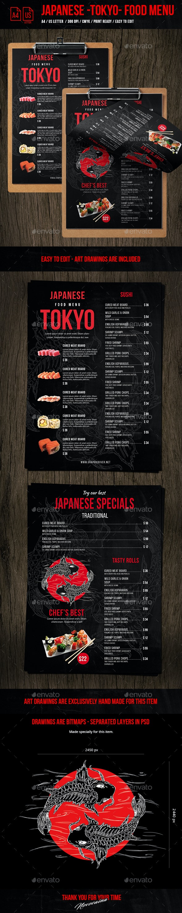 فایل لایه باز منو غذای ژاپنی
