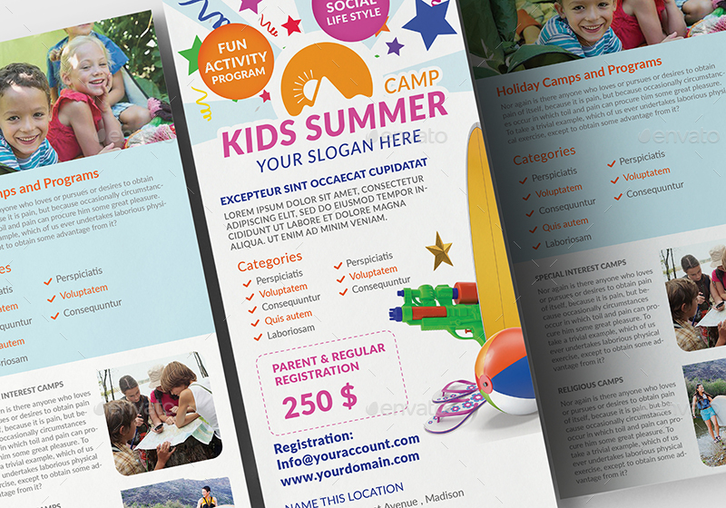 فایل لایه باز بروشور اردوی تابستانی کودکان