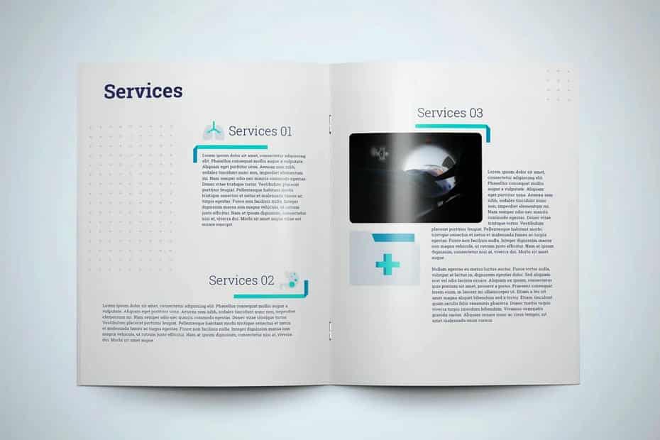 دانلود قالب ایندیزاین بروشور پزشکی Médico Brochure Template - 2 قالب ایندیزاین بروشور پزشکی