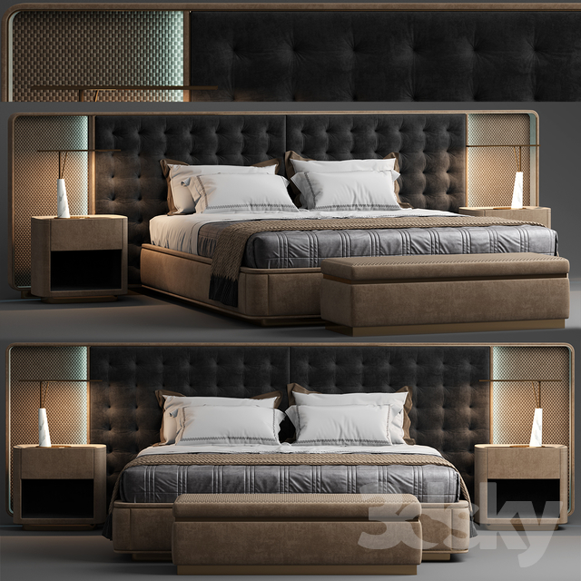 مدل سه بعدی تخت خواب مدرن