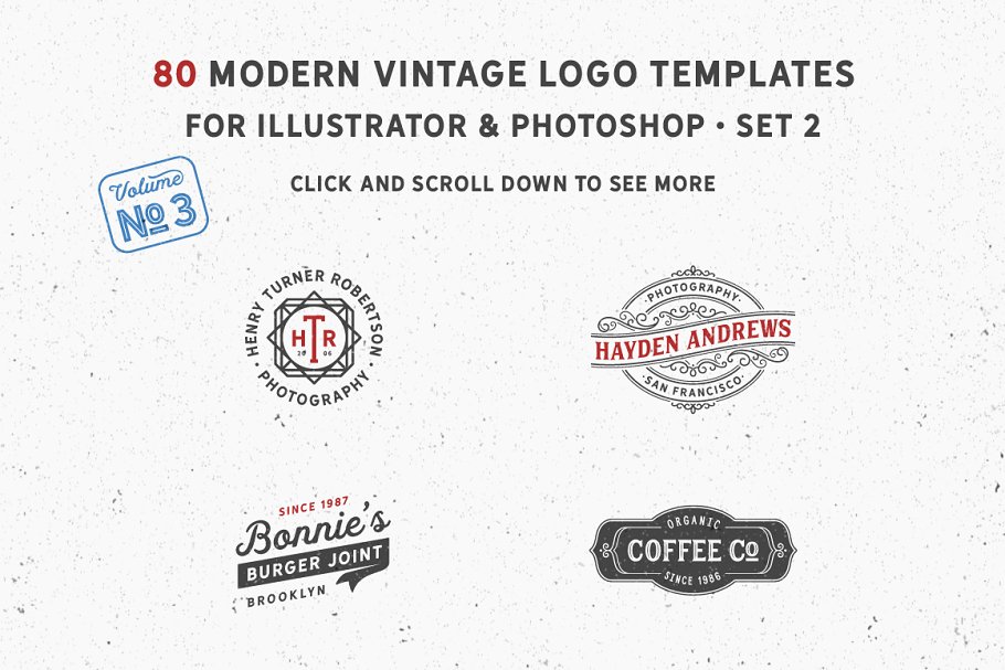 فایل لایه باز لوگو Modern Vintage Logos vol 3